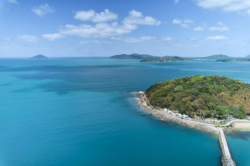 A seascape and island used to introduce Earth MIRAI School